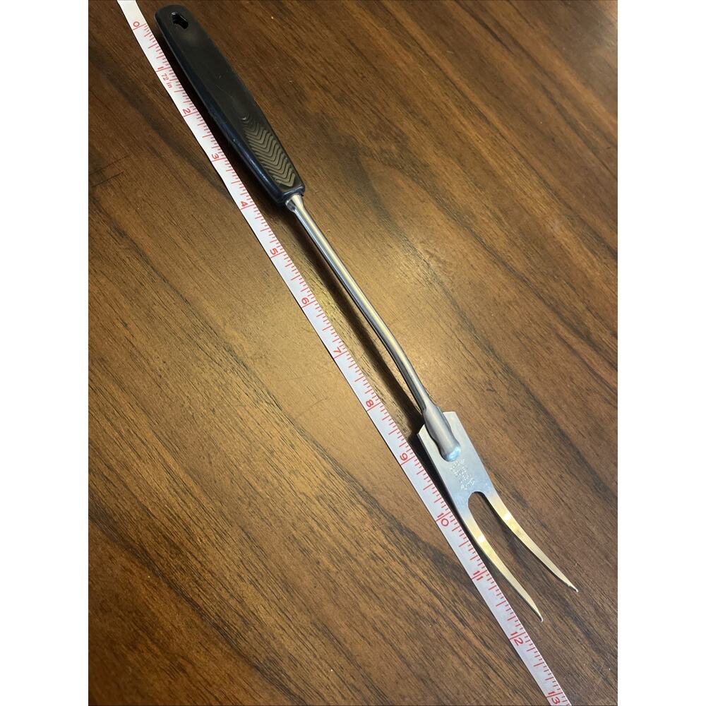Vintage Foley Chrome Plated 2 Prong Meat Fork W/ Black Handle, Made In USA